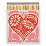 Matches with a decorative red heart and floral design on the box.
