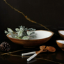 Mango Wood & Enamel Serving Bowl