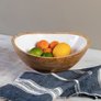 Mango Wood & Enamel Serving Bowl