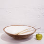 Mango Wood & Enamel Serving Bowl