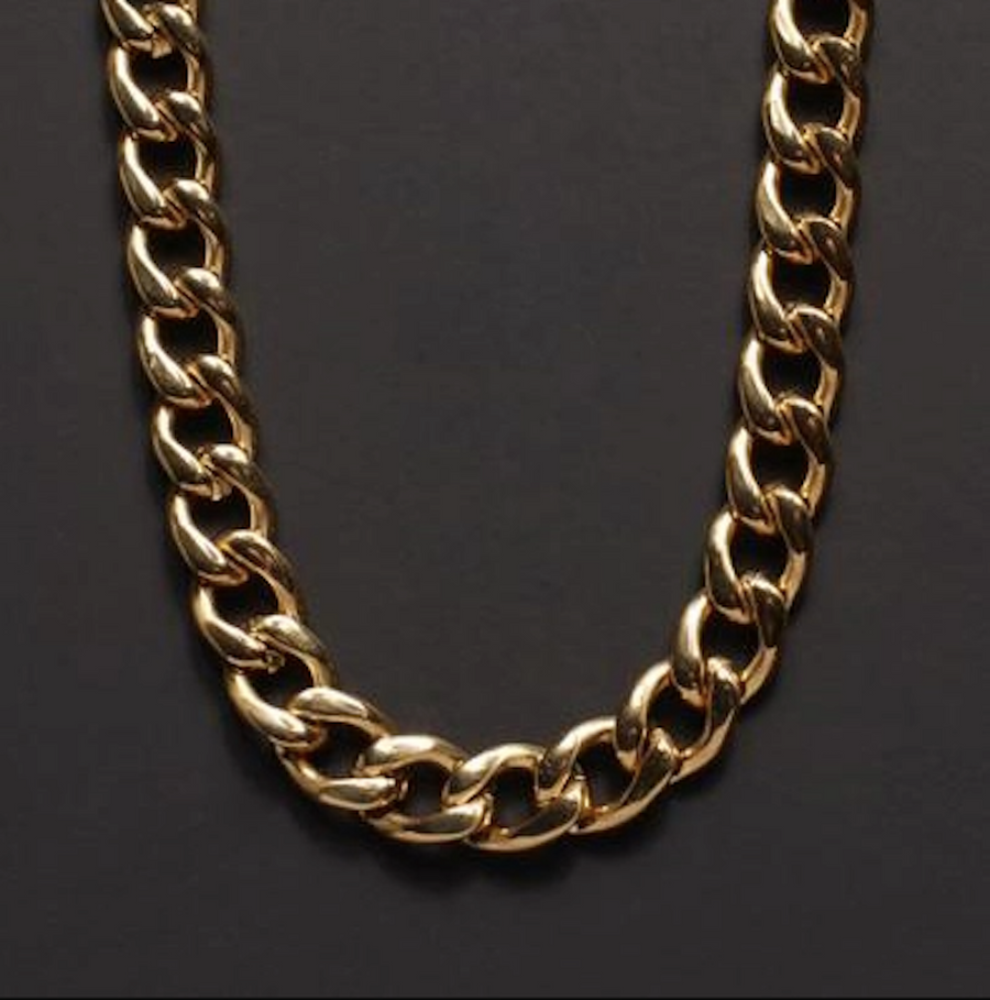 Gold Curb Chain Necklace - 9mm