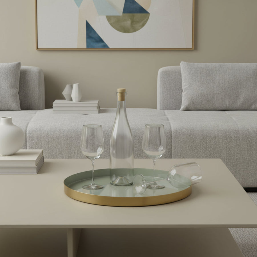 Gold & Enamel Round Tray