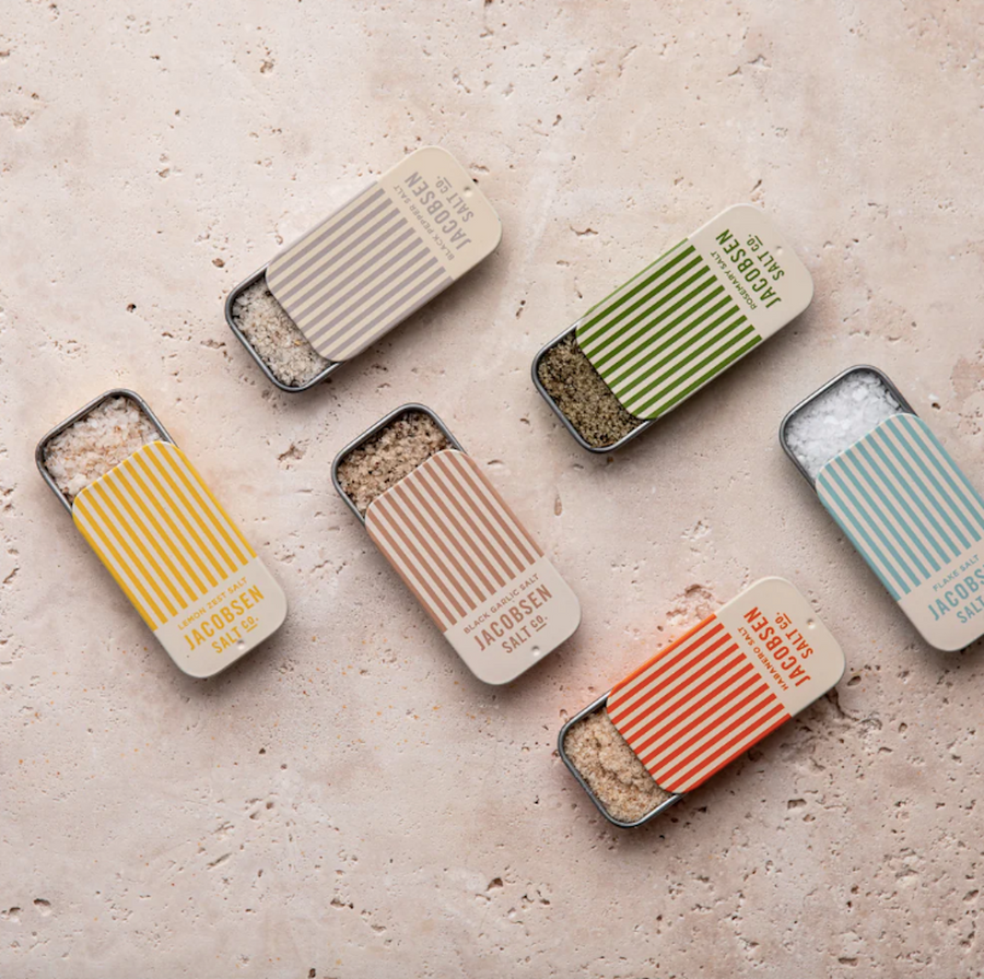 Infused Sea Salt Slide Tin Collection, salt infusions in small slide tins