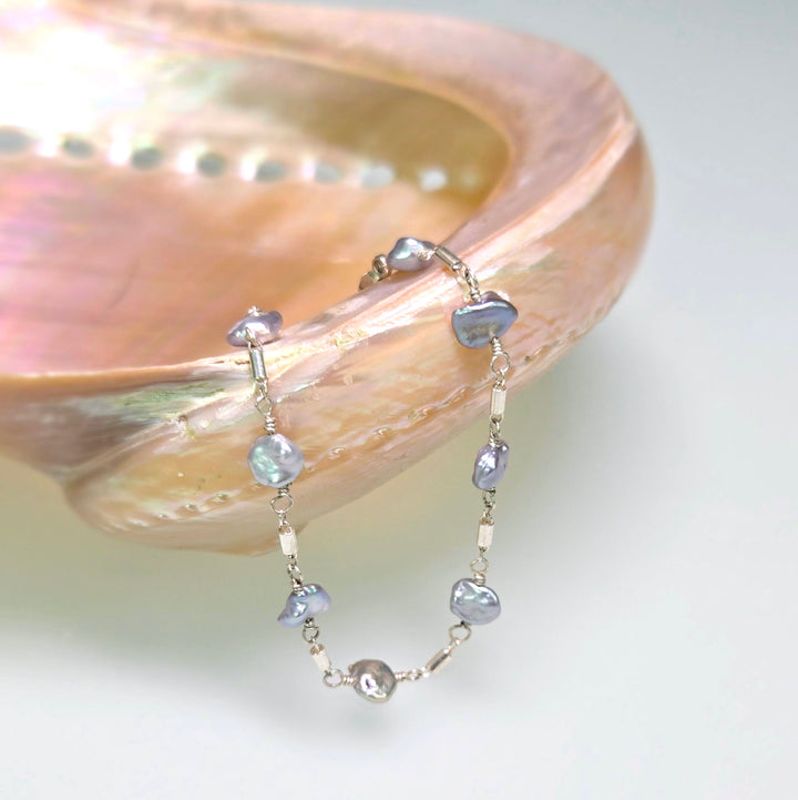 Barrel of Laughs Bracelet - Silver Crinkle Pearls