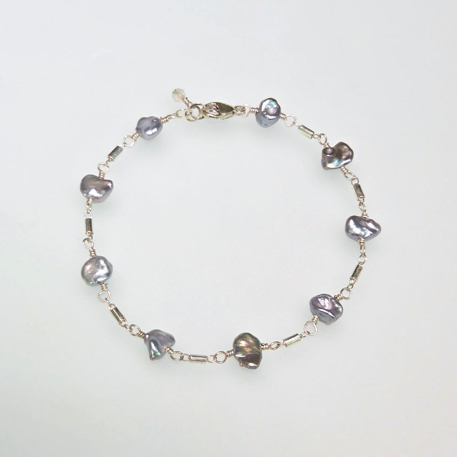 Barrel of Laughs Bracelet - Silver Crinkle Pearls