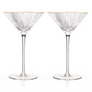 Set of 2 Deco Gold Rimmed Martini Glasses on a white background