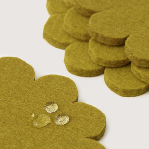 Flower Crest Felt Coasters - 4 Pack