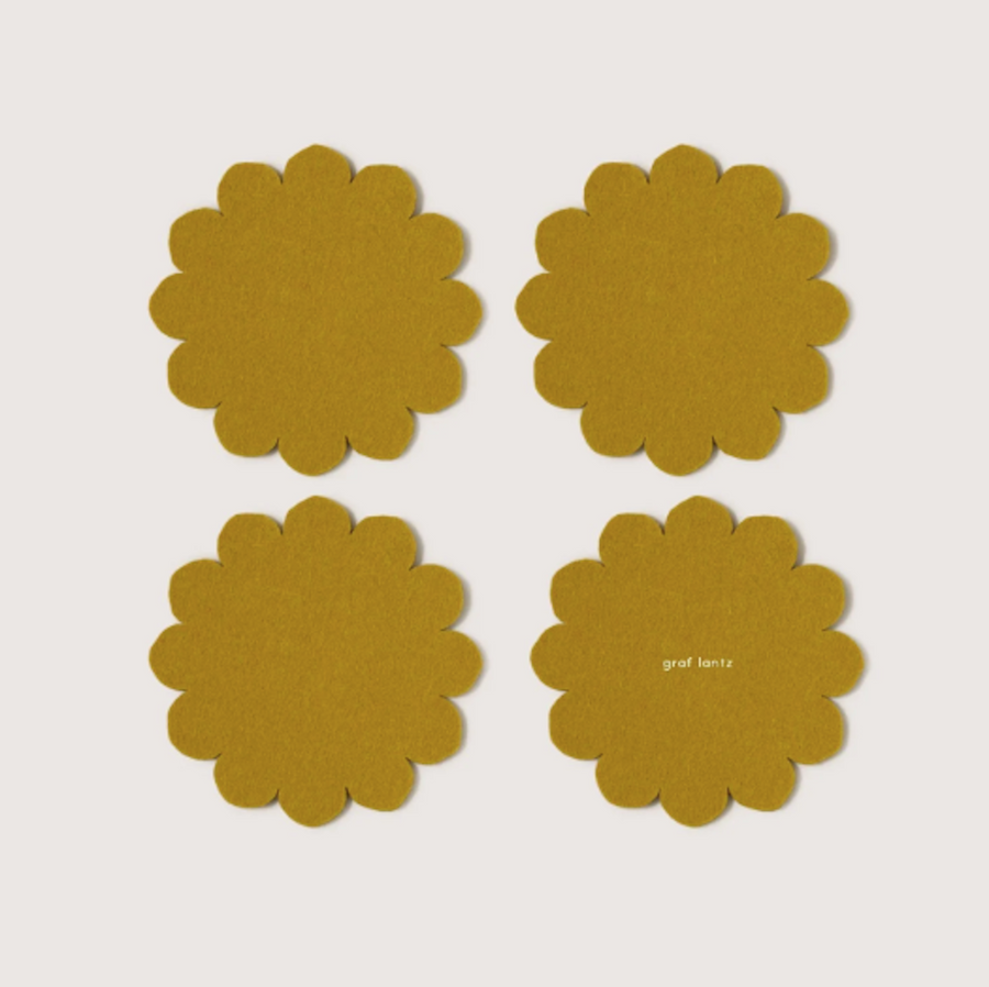 Flower Crest Felt Coasters - 4 Pack