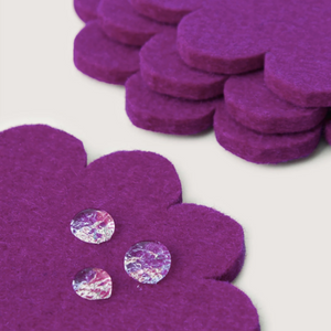 Flower Crest Felt Coasters - 4 Pack