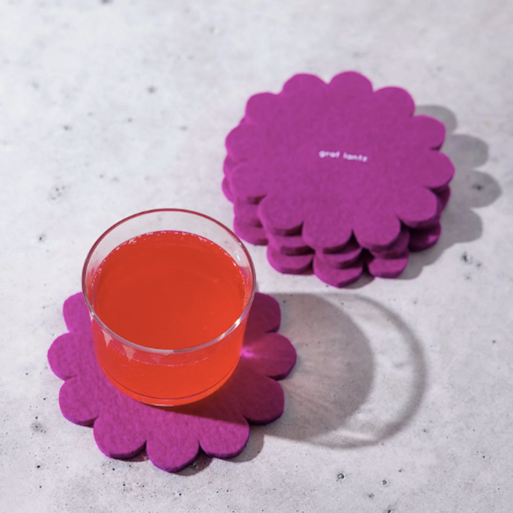 Flower Crest Felt Coasters - 4 Pack