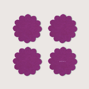 Flower Crest Felt Coasters - 4 Pack