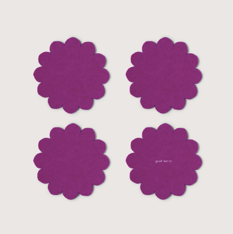 Flower Crest Felt Coasters - 4 Pack