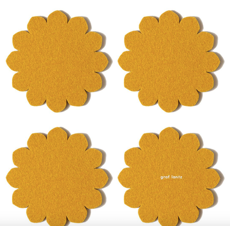 Flower Crest Felt Coasters - 4 Pack