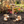 Gardening tool being used to plant daffodil bulbs in soil with autumn leaves in the background