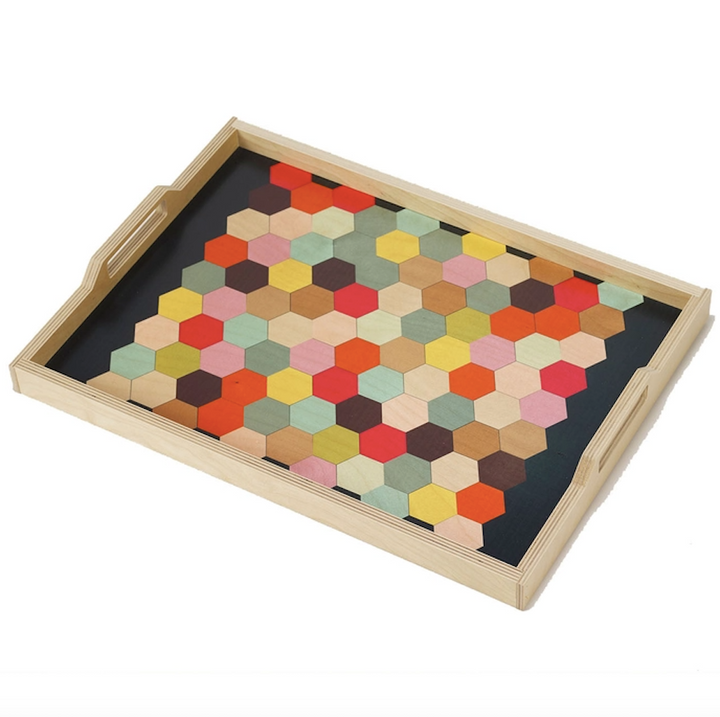 Hand-Printed Wood Serving Tray