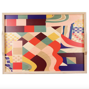 Hand-Printed Wood Serving Tray