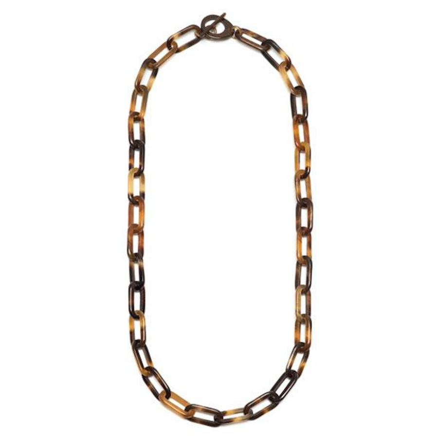 Rectangle Link Buffalo Horn Necklace