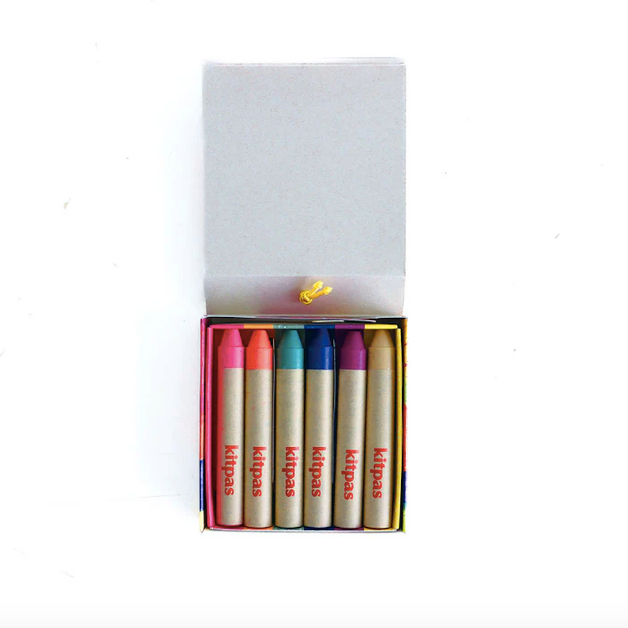 Kitpas Rice Bran Wax Art Crayons - Set of 6 Colors