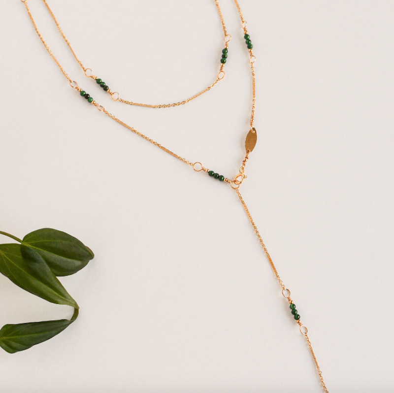 Link & Bead Lariat Necklace