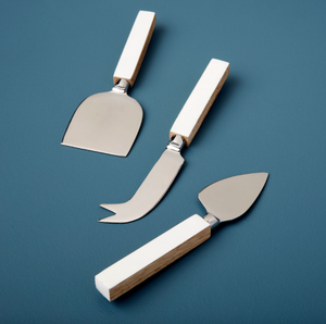 Mango Wood & Enamel Cheese Knives - Set of 3