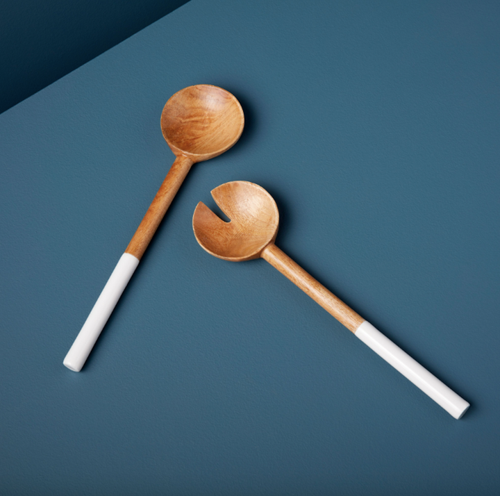 Mango Wood & Enamel Curvo Serving Set