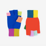 Mismatch Fingerless Gloves, Rainbow pattern, colorful knit gloves
