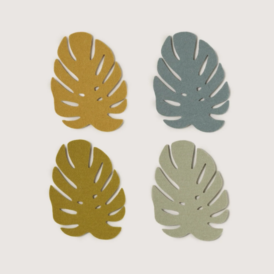 Monstera Leaf Felt Coasters - 4 Pack