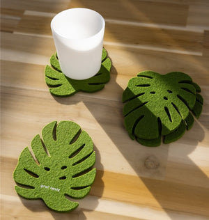 Monstera Leaf Felt Coasters - 4 Pack