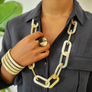 Oval Link Buffalo Horn Necklace