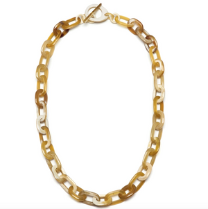 Oval Link Horn Necklace - Mid-length