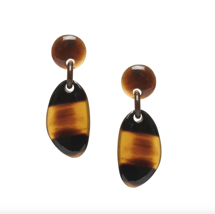 Pebble Drop Horn Earrings