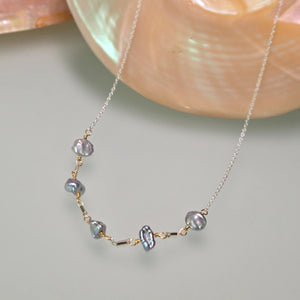 Rocky Mountain High Necklace - Silver Crinkle Pearls