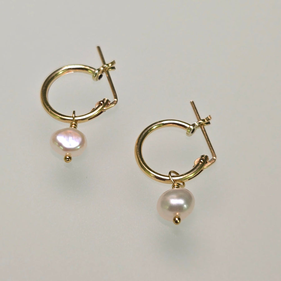 Snappy Hoop Pearl Earrings