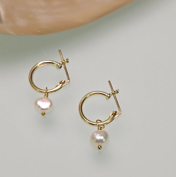 Snappy Hoop Pearl Earrings