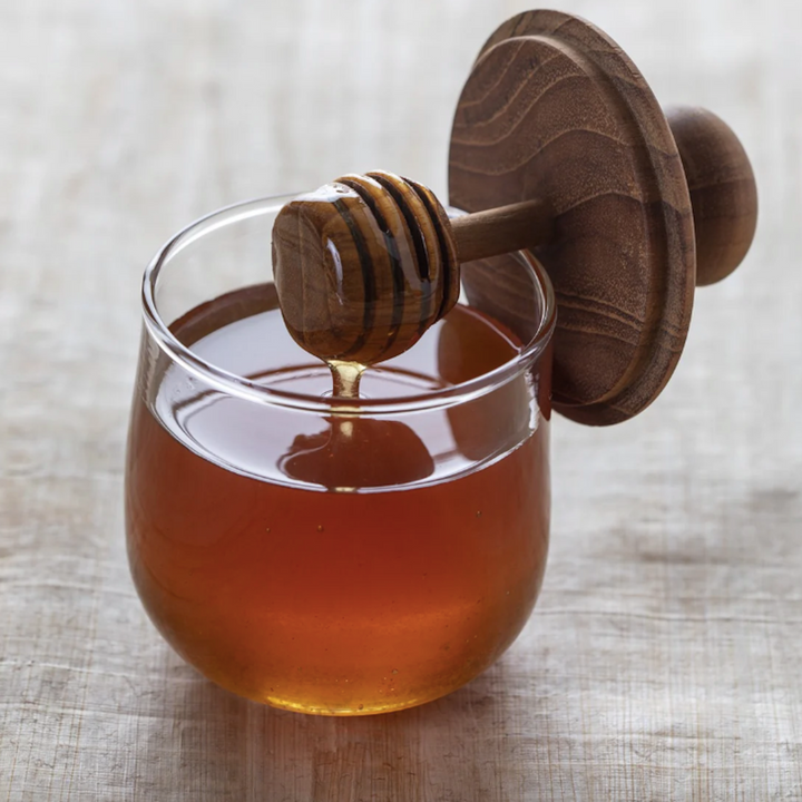 Teak & Glass Mini Honey Jar
