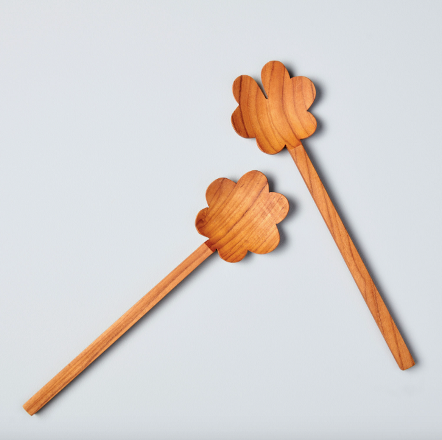 Teak Flower Serving Set