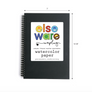 A black Elseware Unplug watercolor paper pad with a white label and colorful logo, shown on a white background with dimension lines indicating 7 inches by 10 1/8 inches.