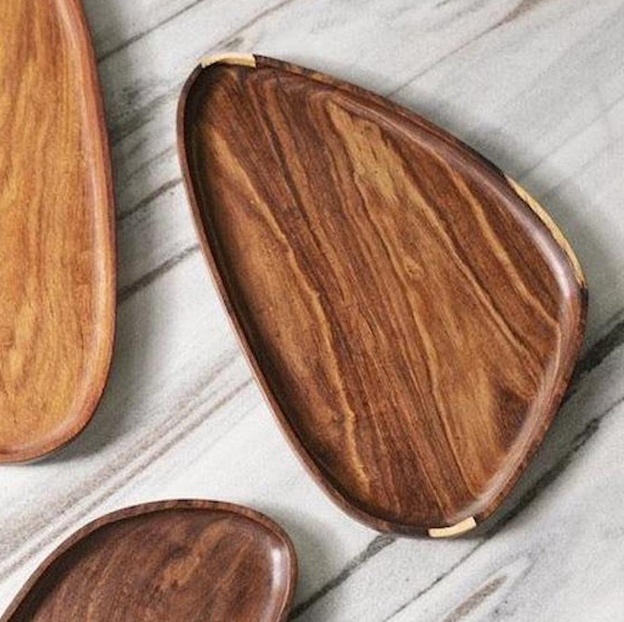 Wood Leaf Mahogany Tray