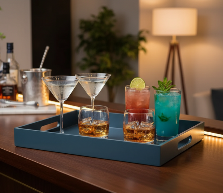 Bamboo Lacquer Rectangular Serving Tray