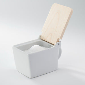 Ceramic Salt Box with Cypress Wood Lid