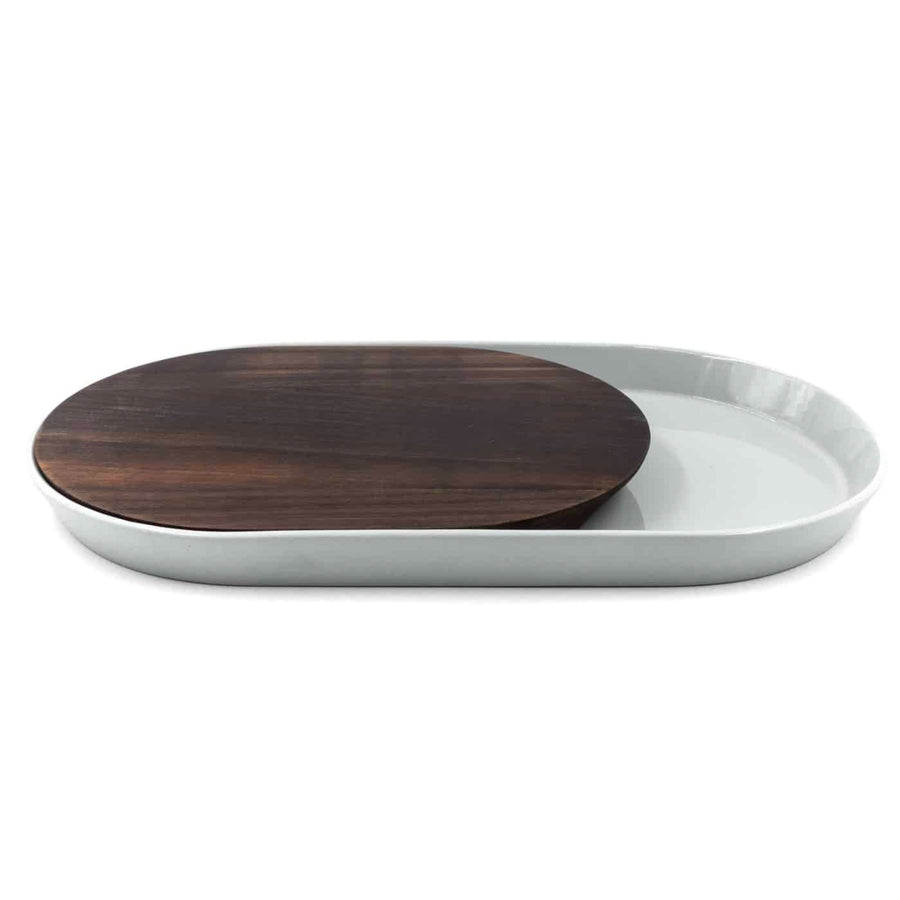 Eclipse Oval Serving Platter with Wood Insert