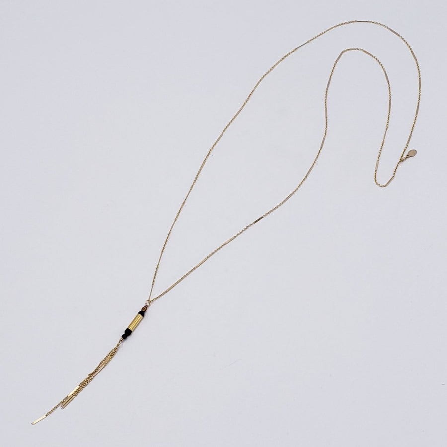 Golden Tassel Necklace with Tiger Eye