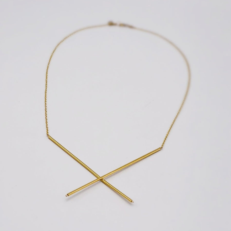 Thin Golden X Necklace