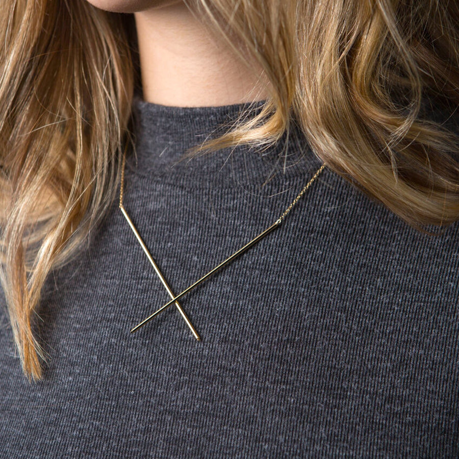 Thin Golden X Necklace