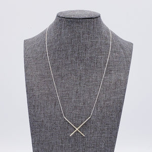 Silver X Necklace - 18" Chain