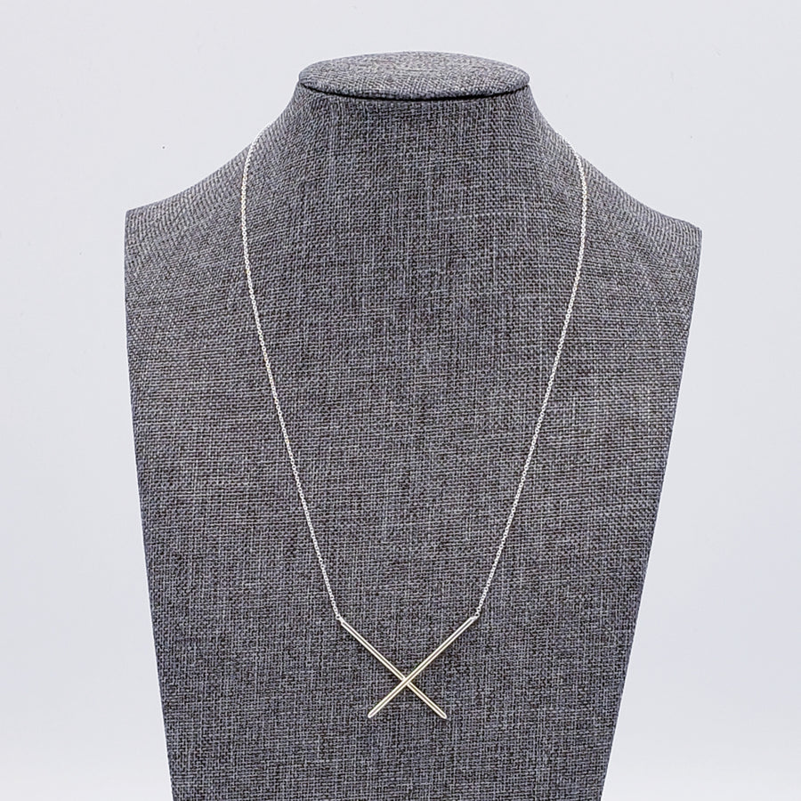 Silver X Necklace - 18" Chain