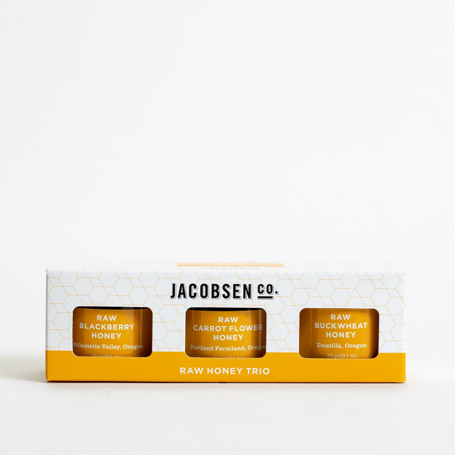 raw honey set, three honey flavors