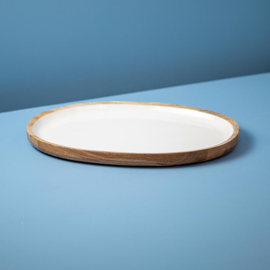 Mango Wood & Enamel Oval Platter
